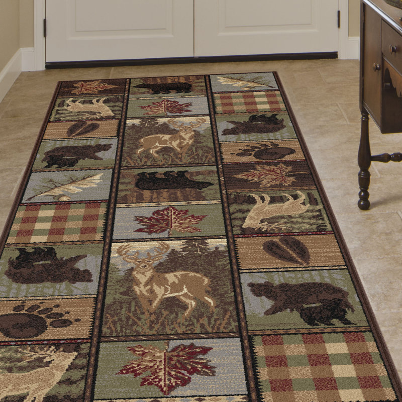 Tapis brun en polypropylène tissé à la machine Alers, Tapis de couloir 2 pi 7 po x 7 pi 3 po
