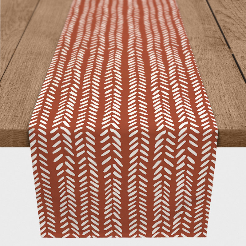 Chemin de table en losanges pointillé Nalston, 72 po x 16 po, Rouille, Géométrique 2