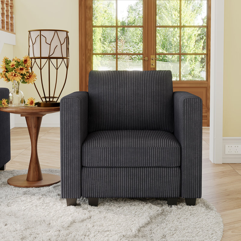 Fauteuil en velours côtelé Vevey, Velours côtelé gris