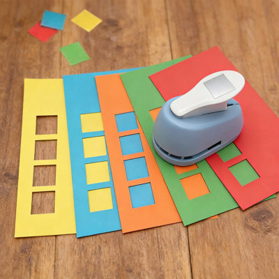 Ensemble de perforateurs rectangulaires 2 pièces, perforateur de papier artisanal avec conception verrouillable, plastique et acier inoxydable pour cartes, étiquettes cadeaux, Scrapbooking