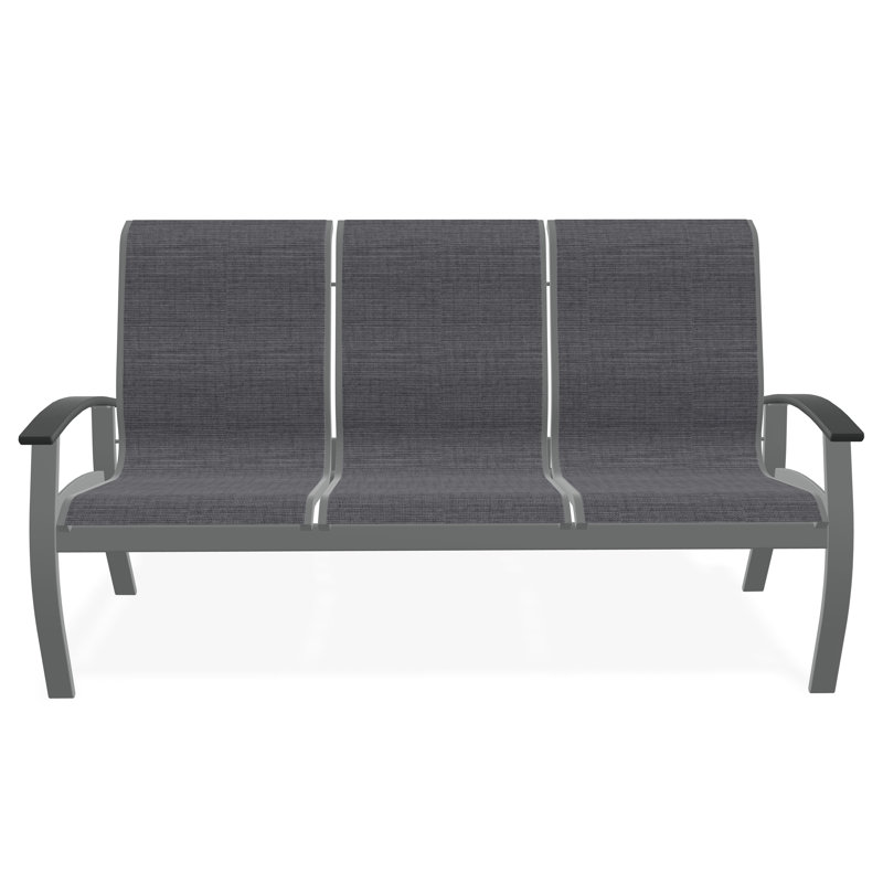 Belle Isle Sling Aluminum Frame 3-Seat Sofa with Marine Grade Polymer Arm Accent, Graphite, Augustine Pewter
