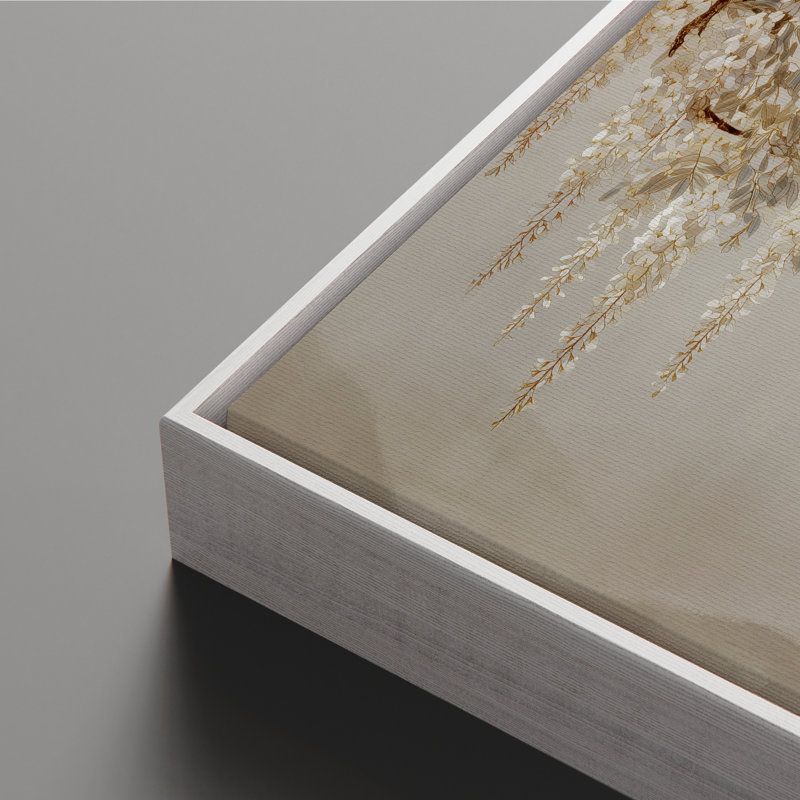 Art mural encadré sur toile - Branches de glycines suspendues élégantes avec horizon au clair de lune - 16 po x 24 po, 24 po x 36 po