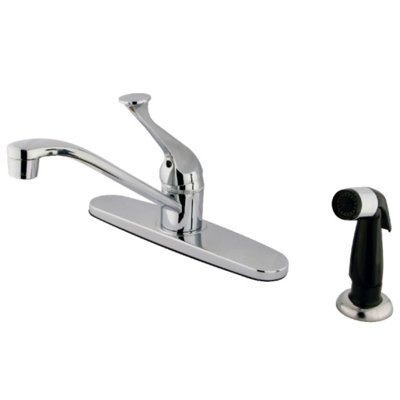 Robinet de cuisine central à une poignée et 4 trous 8 "avec douchette latérale Kingston Brass Chatham