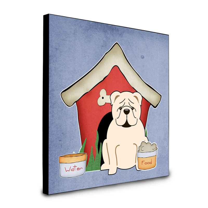 Panneau mural d’art collection dog house Scarvinia, Bouledogue anglais blanc