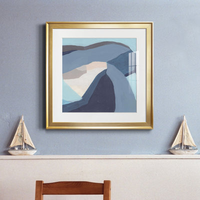 Blue Chrysalis IV - Matted and Framed Under Acrylic Glass, Large Living Room Wall Art