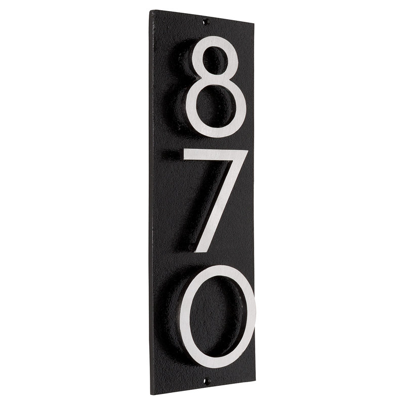 Floating 1-Line Wall Address Plaque, Black, Satin Nickel Two Tone, Yes