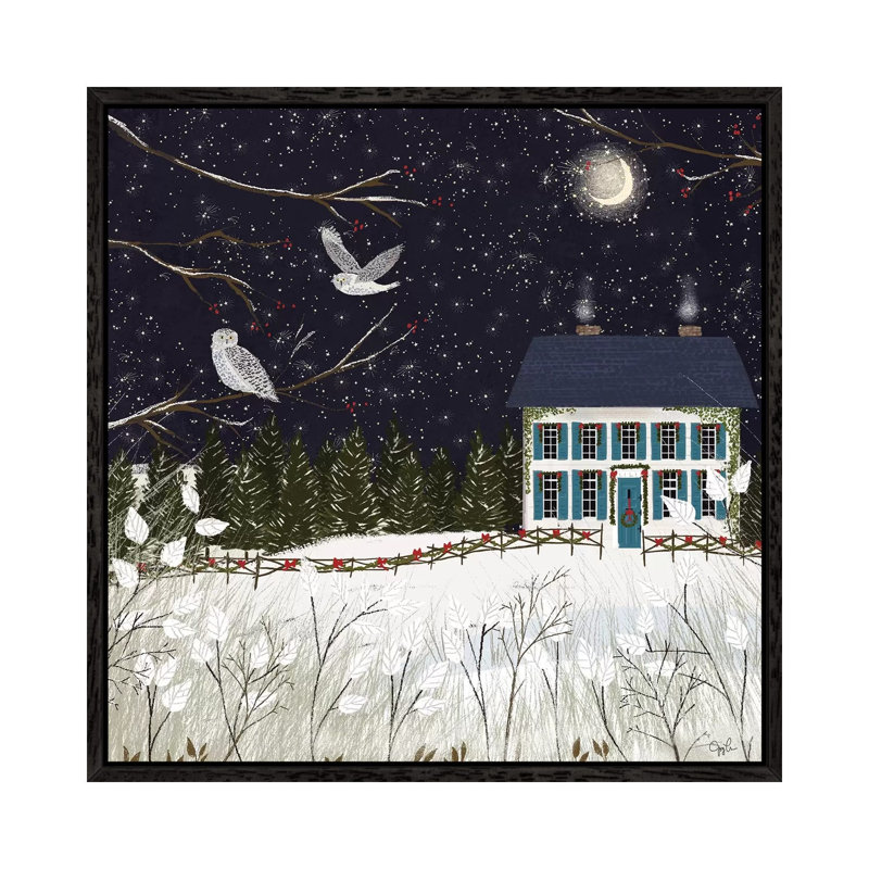 Christmas Colonial by Joy Laforme - Painting on Canvas, 45.72cm H x 45.72cm W x 3.81cm D, Black Framed