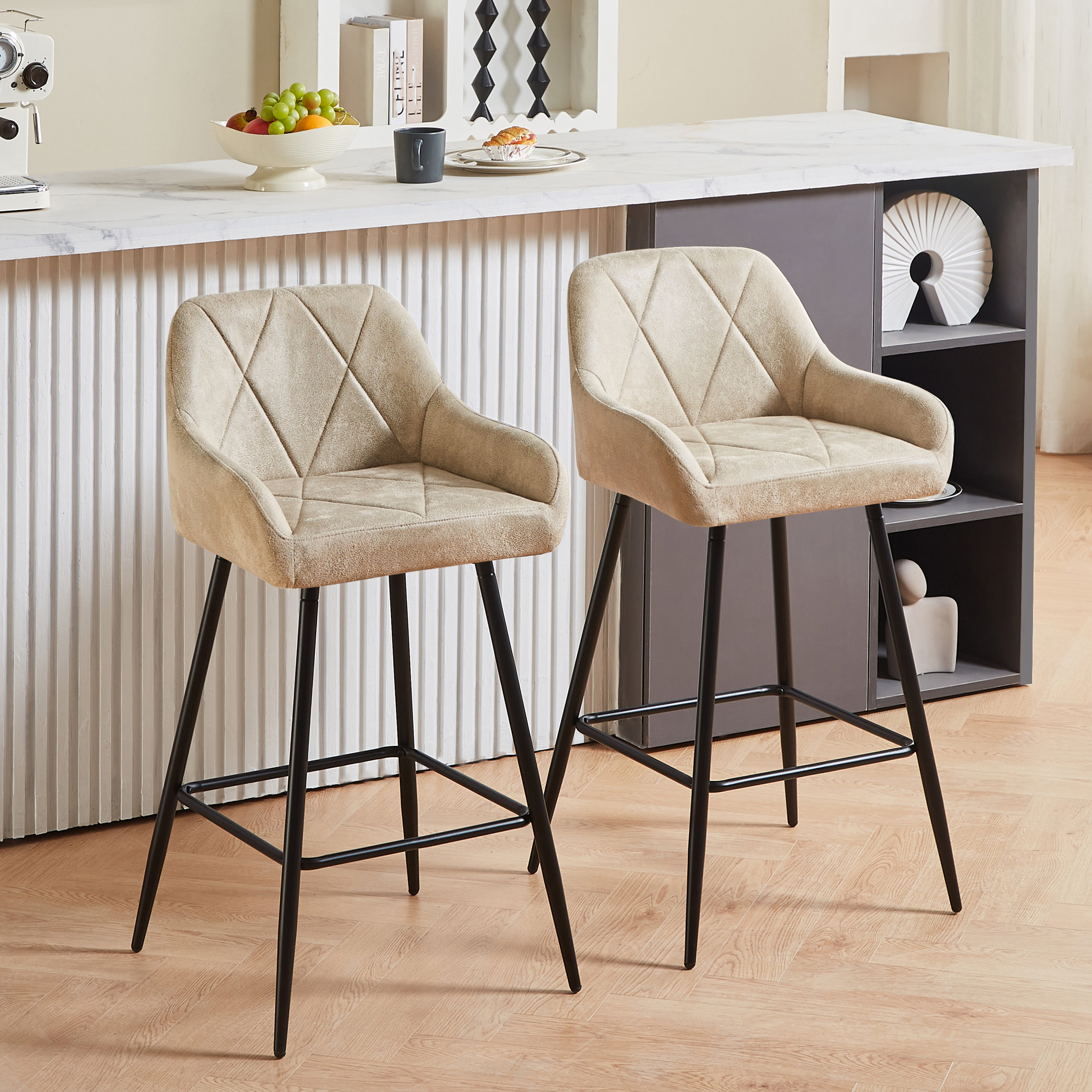 Borough Wharf Vintage Suede Bar Stools with Armrest Reviews