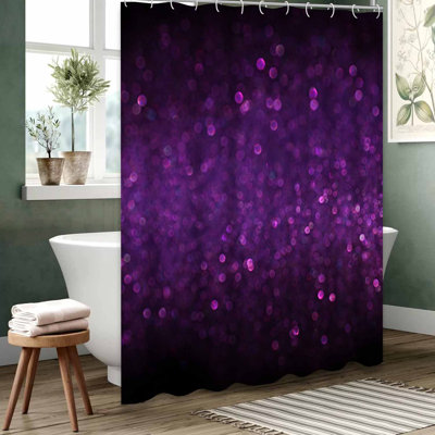Rideau de douche imperméable mauve, rideaux de douche pour la salle de bain avec 12 crochets