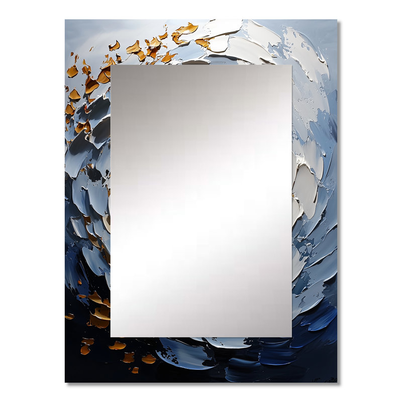 «Gold» et «Blue Turbulent Waters Spiral IV» - miroir décoratif à spirales abstraites, miroir mural moderne, impression sur métal
