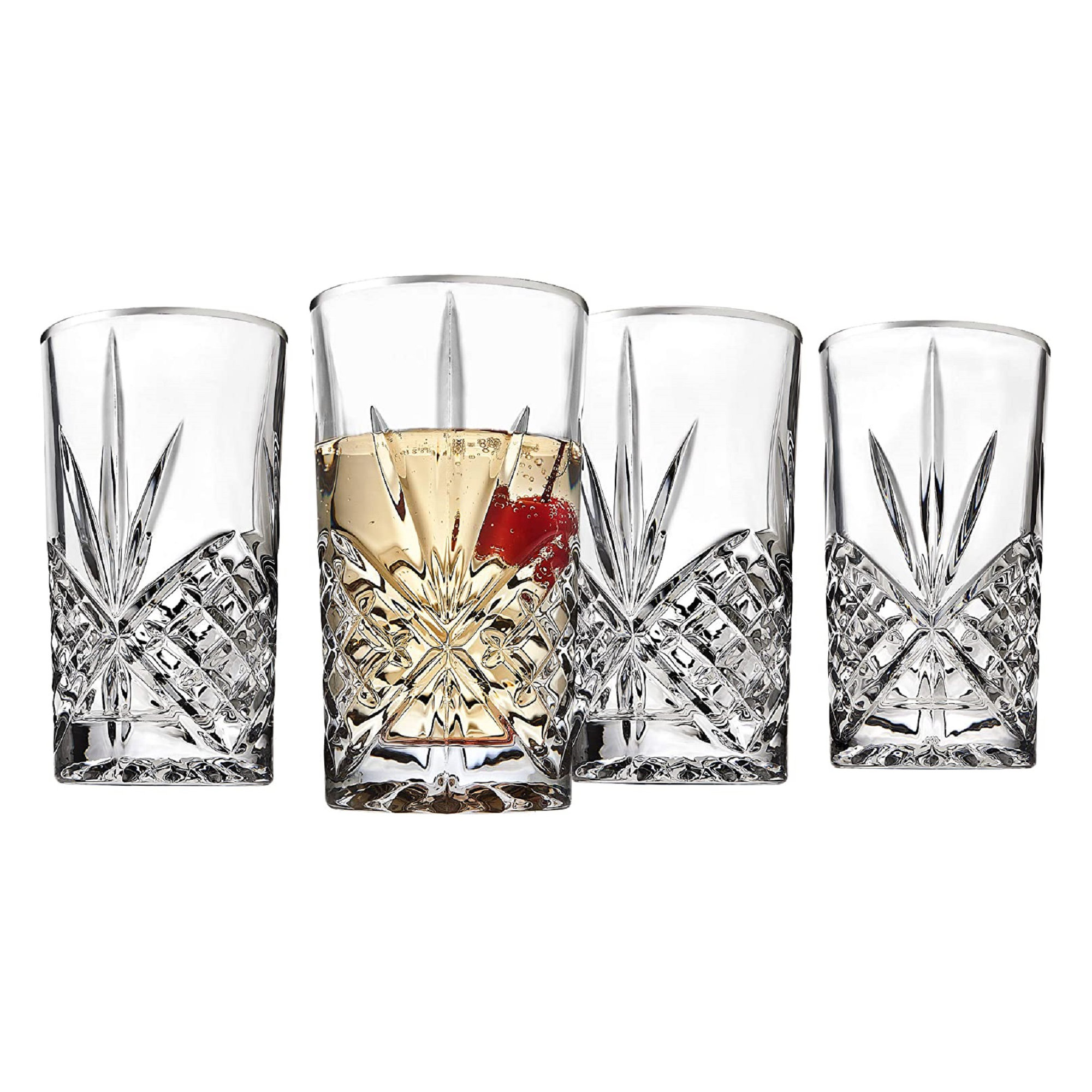 Dublin Crystal Gold Rim Highball Glass 12oz, Platinum