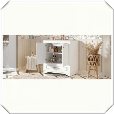 Meuble-lavabo luxueux en bois massif avec lavabo en céramique