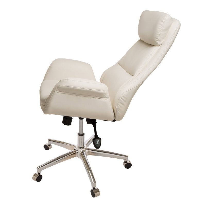 Fauteuil de direction ou fauteuil de bureau Corjan Mid-Century, Crème, crème, Argent argent