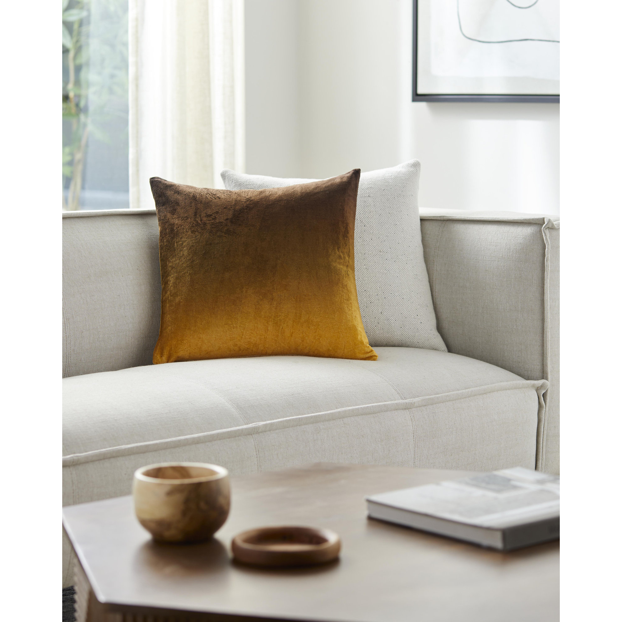Theodosia 100% Viscose Throw Pillow, Pillow Cover Only - No Insert, Saffron, 20" x 20"