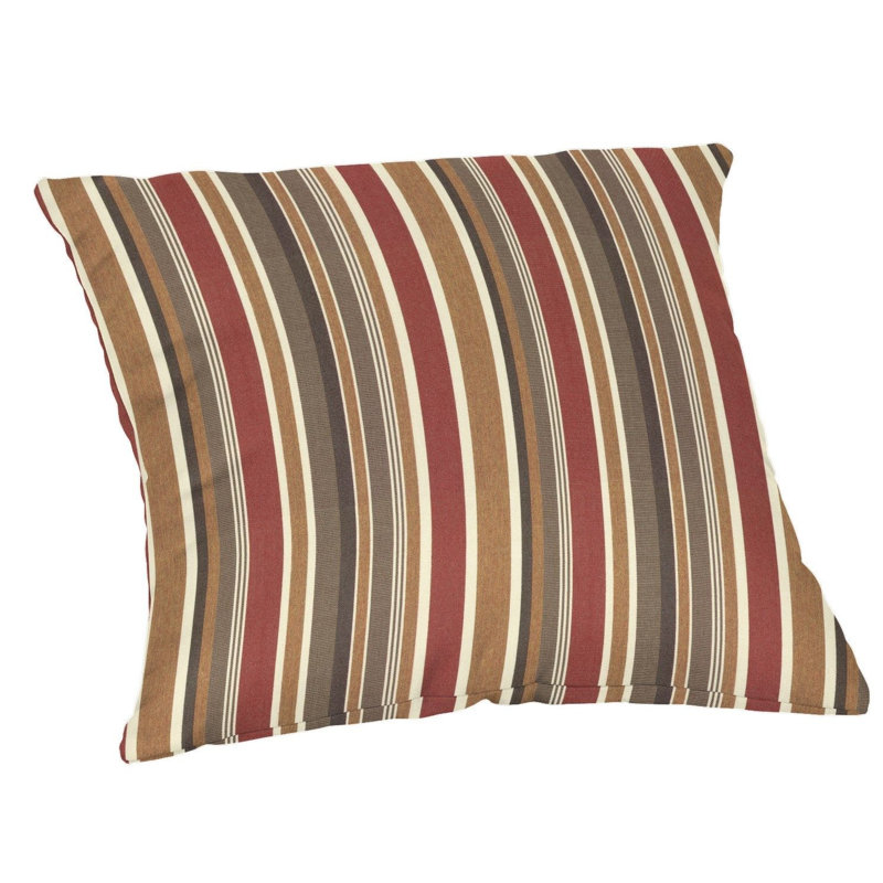 Casual Cushion Stripe Sunbrella® Fabric 1-Piece Indoor/Outdoor Square Throw Pillow, 20"W x 20"L, Brannon Redwood, 20"H x 20"W