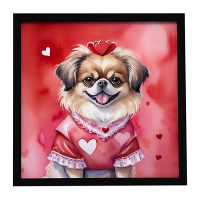 «Tibetan Spaniel My Valentine», reproduction d'art encadrée