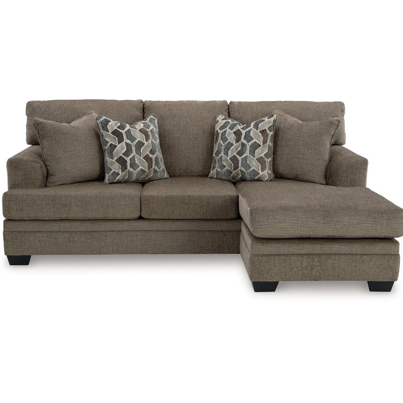 Ead Sectional Sofa Chaise, 4 Pillows, Polyester, Nutmeg Brown Polyester Blend, Right Hand Facing