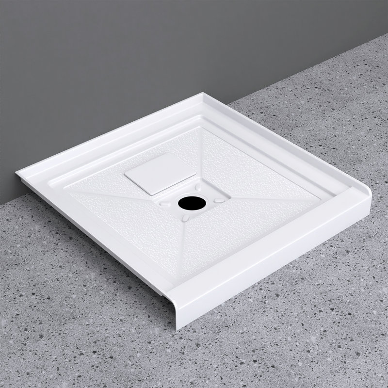 Base de panneau de douche à seuil simple blanc l 30 po x P 30 po avec ensemble de bonde et couvercle de bonde inclus, antidérapant