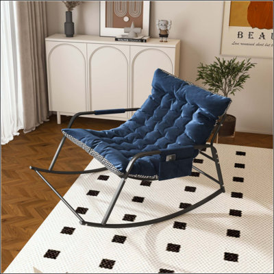 Chaise berçante avec rangement, coussins et accoudoirs, fauteuil inclinable confort toutes saisons, chaise longue ergonomique respirante pour la chambre à coucher, le salon, le patio, le jardin