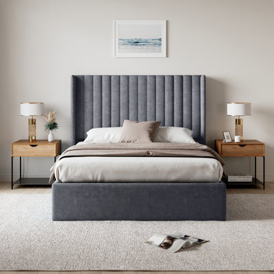 Adaha Upholstered Linen Lift Up Storage Bed Frame