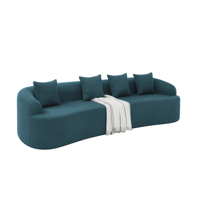 Canapé modulaire incurvé moderne, Tissu bleu