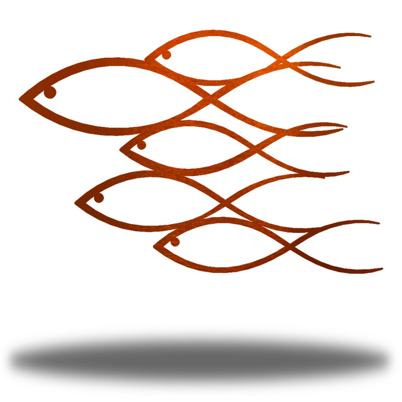 Handmade Coastal Fish Wall Decor, 12" H x 12" W x 0.01" D, Copper