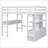 Modern Loft Bed with Built-in Desk with Two Drawers, and Storage Shelves and Drawers