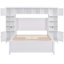 Lit double en bois massif avec une tablette et une armoire - Meuble de rangement fonctionnel en bois-1040866857