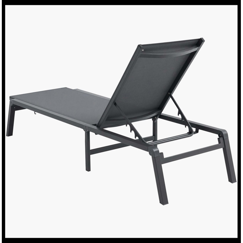 Chaise longue pour patio extérieur, chaise longue inclinable réglable à 5 positions, respirante et durable pour les bains de soleil, la piscine et la cour