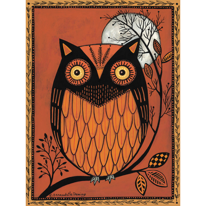 Jamahri Orange Owl par Bernadette Deming, H 18 po x l 12 po