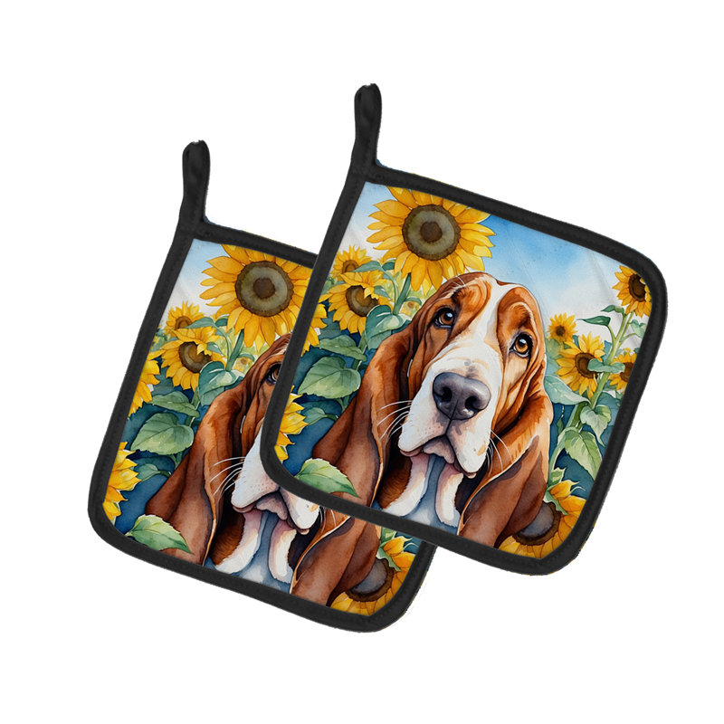 Caroline's Treasures In Sunflowers Floral Polyester Potholder Set