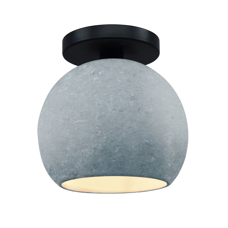 Plafonnier semi-encastré en céramique Dottie, H 9 po x l 10 po x P 10 po, Noir mat, Béton