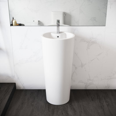 Lavabo sur pied circulaire blanc brillant Monaco SM-PS307