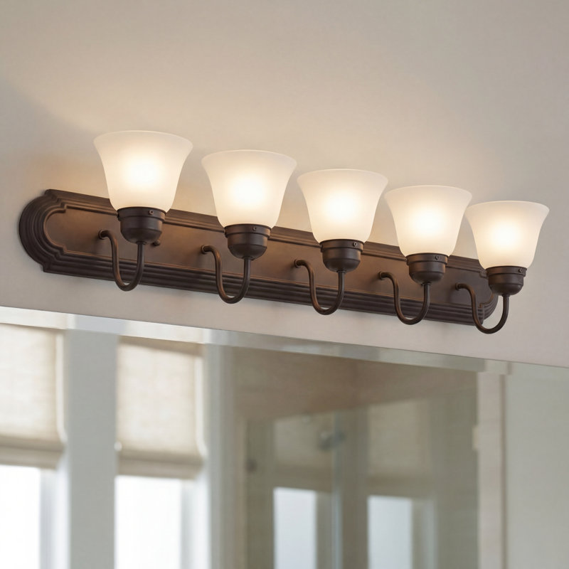 Éclairage pour salle de bain 5 lumières Nistler, Bronze tannerie