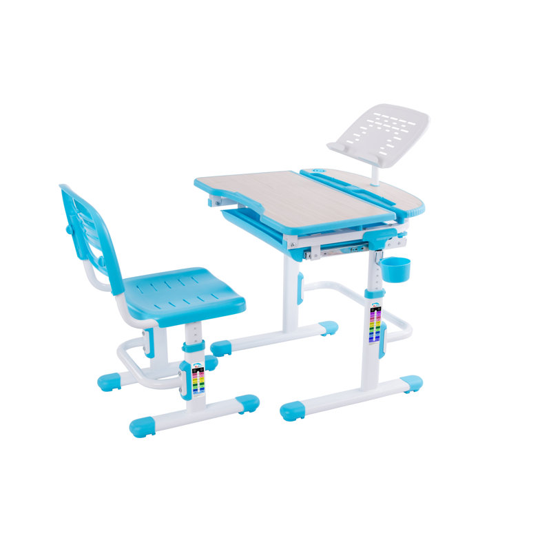 Ensemble de bureau d'écriture avec porte-livre et chaise Dudley, Bleu