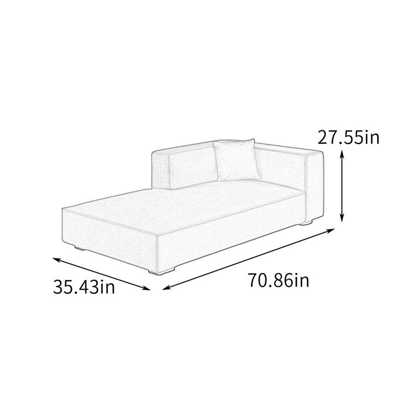 Chaise longue en bois massif Modern Living Room, Orienté à droite, Vert