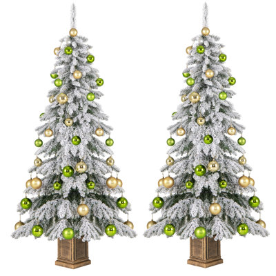 Arbre de Noël articulé artificiel 2 pièces 6 pi 6 pi avec 589 extrémités de branches floquées