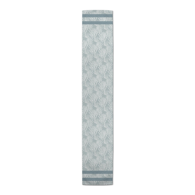 Berthile Rectangle Striped Polyester Table Runner, 90" x 16", Blue/Yellow