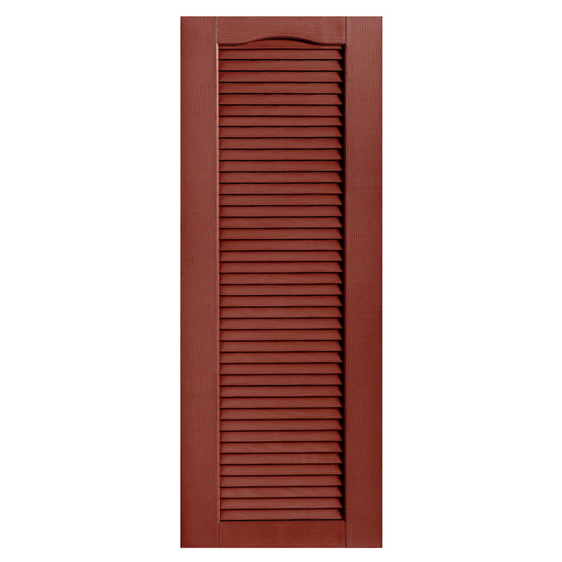 Paire de volets à persiennes cathédrale style pleine longueur ouverts, Rouge, 15 po, 48 po