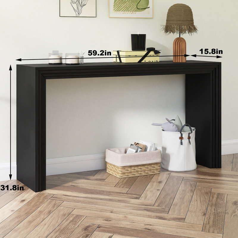 Modern Style Console Table Made Of Paulownia Solid Veneer, Black