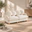 Canapé 2 places beige chenille avec 4 coussins décoratifs, assise profonde et structure en bois massif pour salon ou chambre