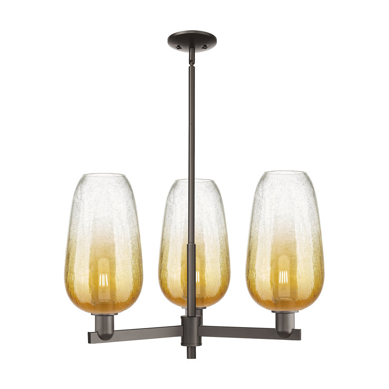 Lustre suspendu 3 lumières Godalming, Ambre, Bronze frotté à l'huile
