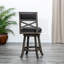 Tabouret de bar de 30 po de hauteur au fini gris patiné avec tissu gris anthracite - tabouret pivotant de qualité, finition, siège-387376734-387376735