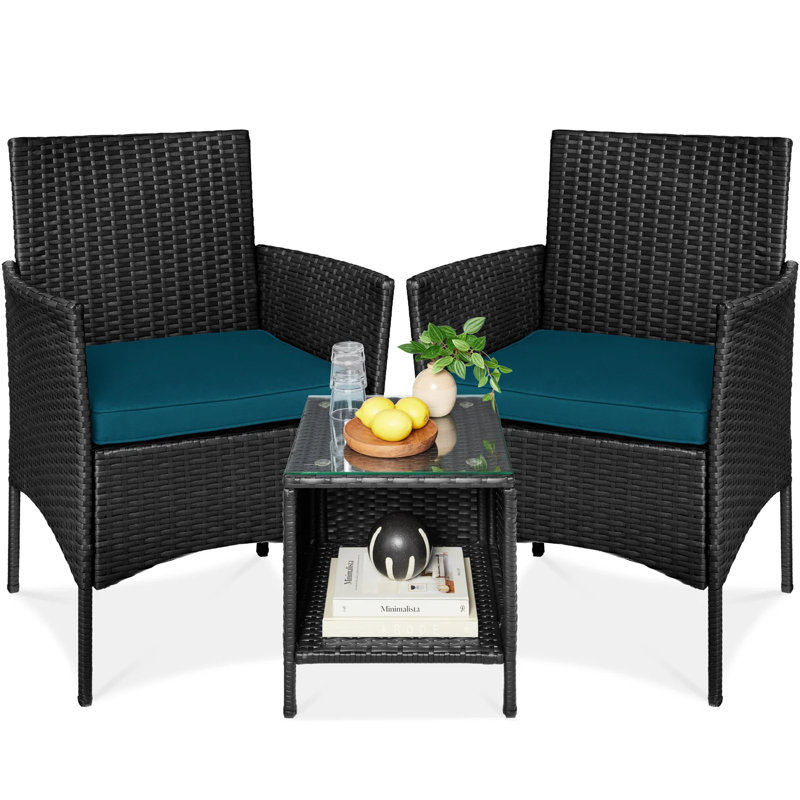 Patio Bistro Set, Black, Peacock
