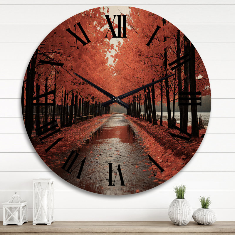 Horloge murale Canada Orange Autumn Symphony IV - Trees, Très grand