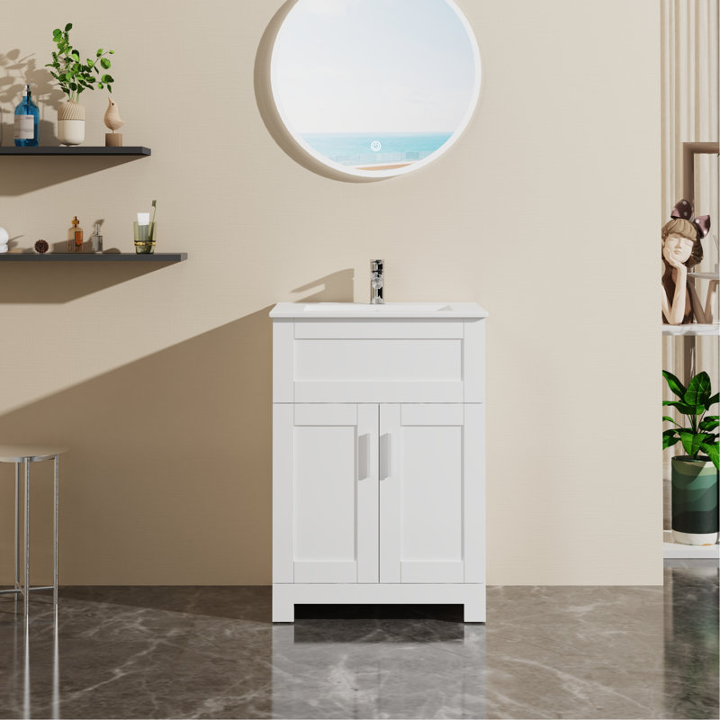 Compartiment pour salle de bain avec meuble-lavabo Goodyo, 24 po, blanc