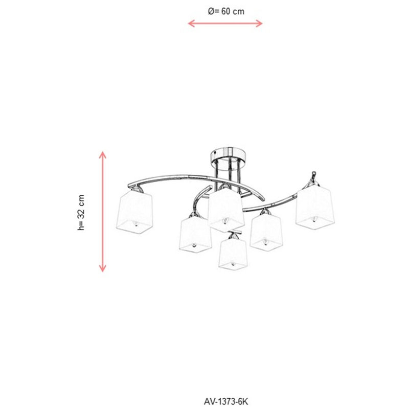 Modern Chrome Chandelier, 20.5 x 20.0 inches | Metal Body, Glass Cap, 6 x E14 Sockets (Max 4W) | Scandinavian Design, IP20 Rating, Elegant Lighting Fixture for Home & Office Décor | Stylish Solid Color Silver Finish
