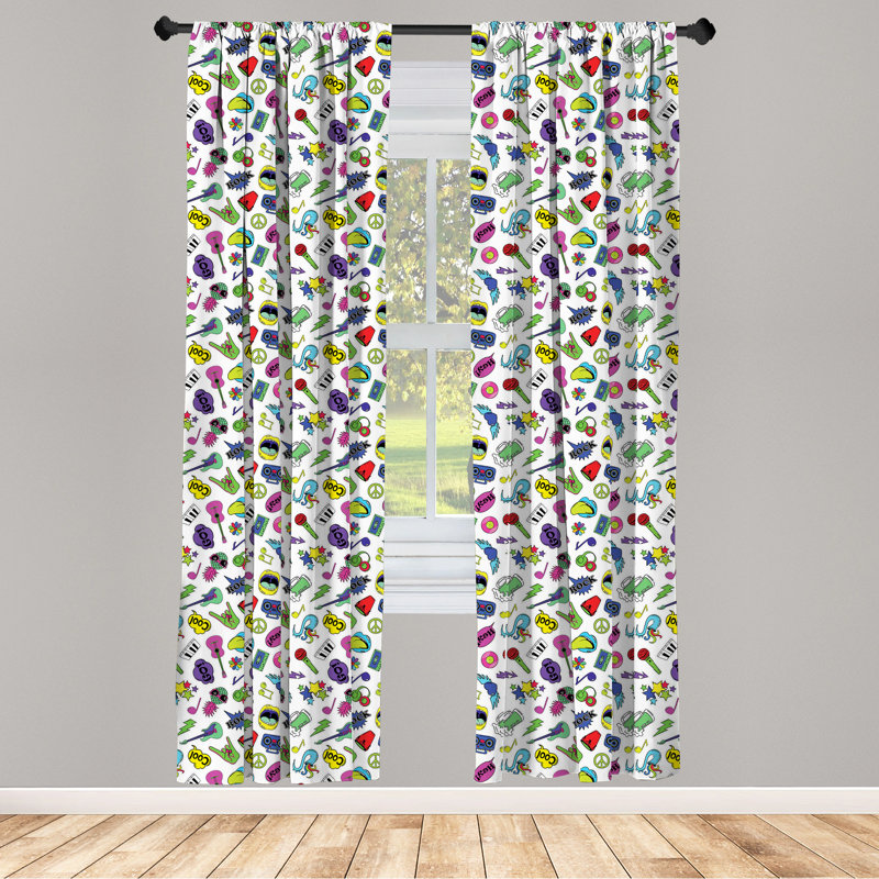 Colorful Music Themed Light Filtering Rod Pocket Curtains