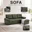 55" W Olive Green Fabric Convertible L-Shaped Pull-Out Sectional Sofa Bed with Storage Chaise and Padded Armrests