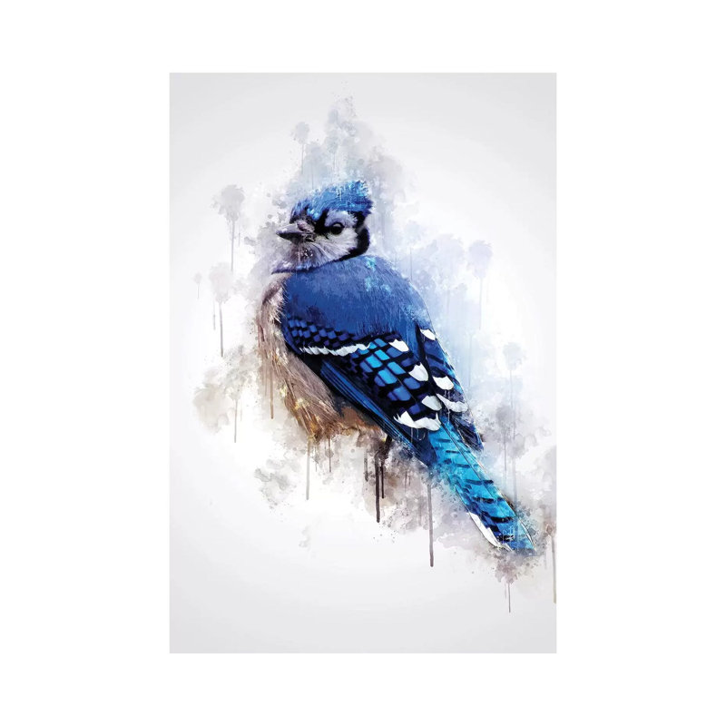 «Blue Jay Bird» par Cornell, impression sur toile tendue, H 18 po x l 12 po x 1,5 po